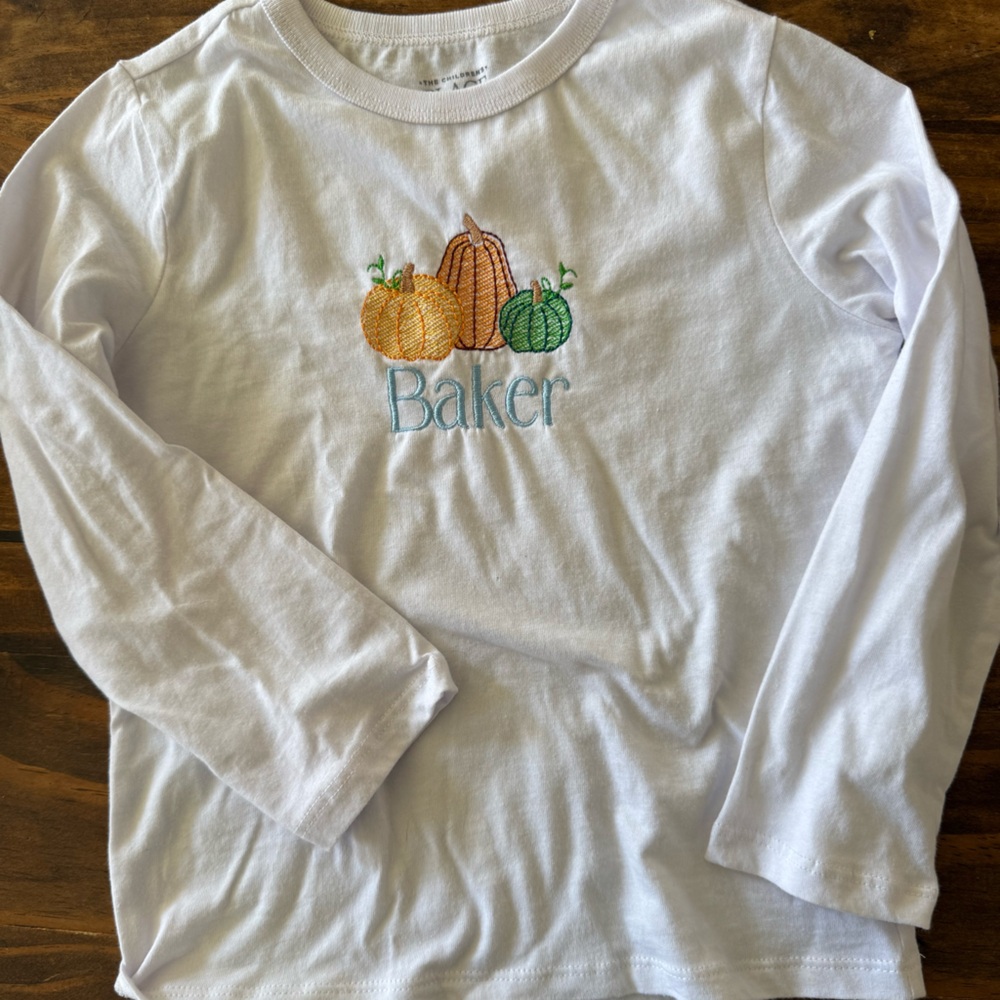 The Children's Place White Long Sleeve Shirt with Pumpkin Design